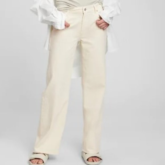 GAP Jeans New The Gap Beige Low Rise Wide Leg Flared Stride Stretch